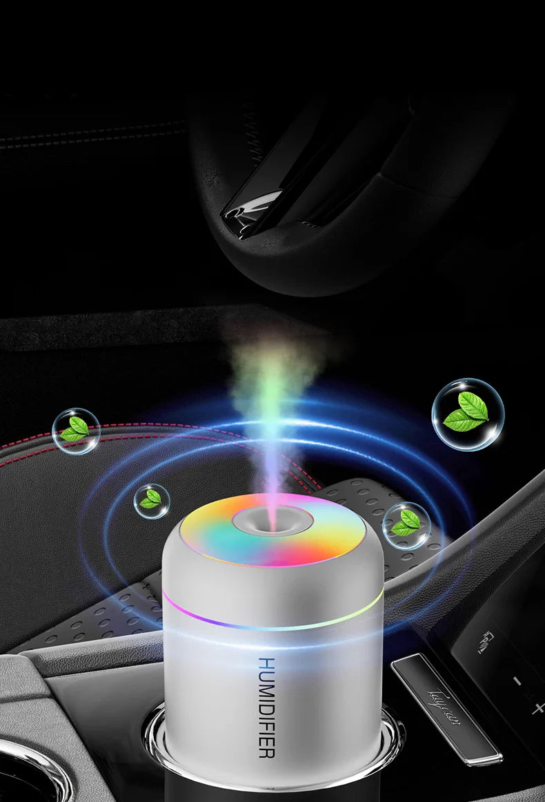 Kompakt luftfuktare med aromaterapi, USB-driven för bil och sovrum