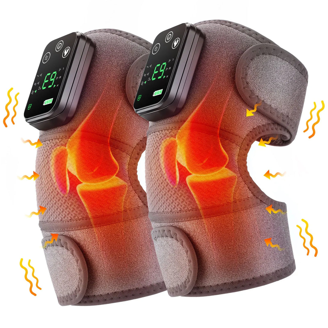 3 i 1 Elektrisk Värme Vibrations Knäledsbandage Terapi Axelsmärtlindring