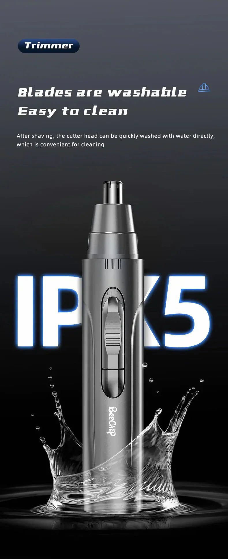 Professionell smärtfri näs- och öronhårtrimmer för män och kvinnor