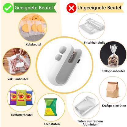 Carvallo - Mini-påseförseglare, Bärbart 2-i-1-verktyg