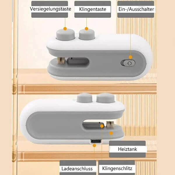 Carvallo - Mini-påseförseglare, Bärbart 2-i-1-verktyg