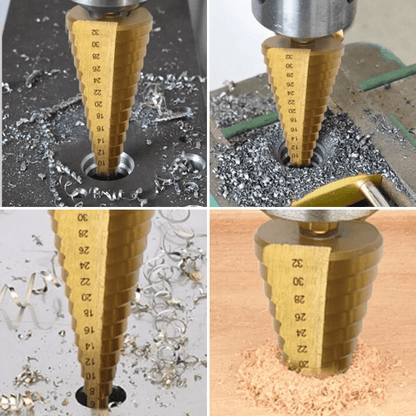 Borrset – 6-delat, titanbehandlade steg- och tandborr för trä, plast och metall