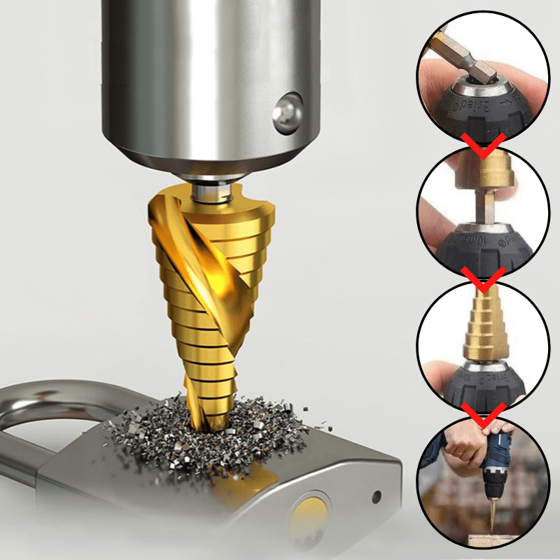 Borrset – 6-delat, titanbehandlade steg- och tandborr för trä, plast och metall