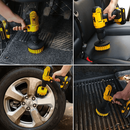 Borrmaskinsborstsats - 3-delat kraftscrubberkit för bad, kakel och glasrengöring