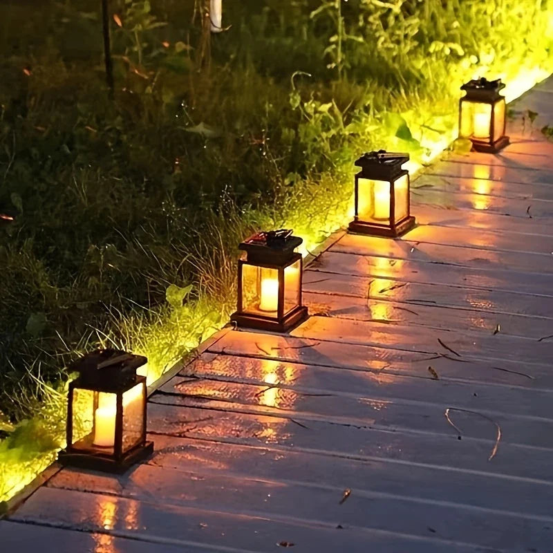 Solär LED Lantern med ljusslinga och upphängningsklipp – Vattentät trädgårdsbelysning för terrass och balkong