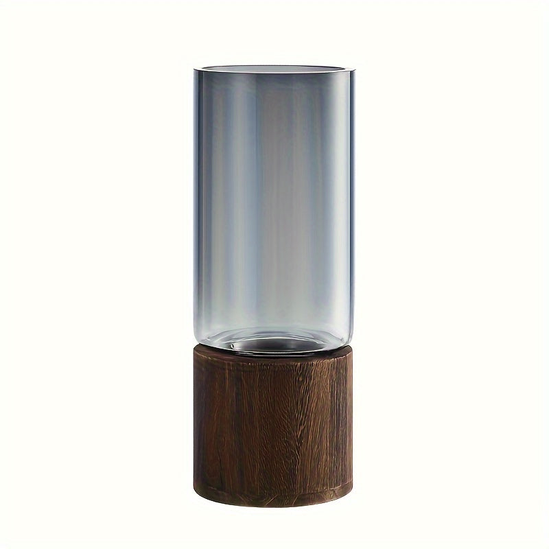 Lyxig glasvas med träbas - Elegant och modern
