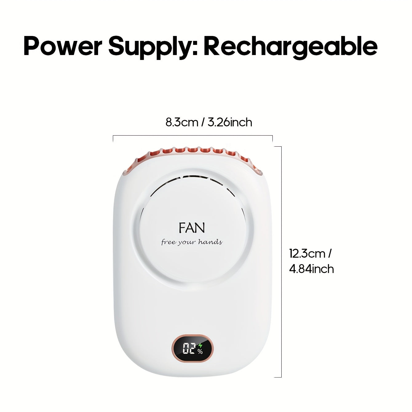 Carvallo Nackventilator BreezyLoop | USB-laddning | 3 hastigheter | 2000 mAh batteri | Handsfree-kylning
