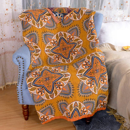 Blomma Mjuk Handduk Dubbel Sida Bomull Strandhandduk