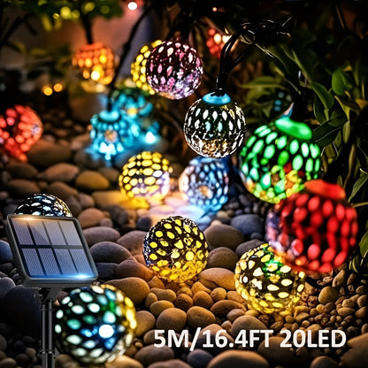 Solbollar ljus i marockansk stil – Färgglada LED-strängljus för trädgård och balkong