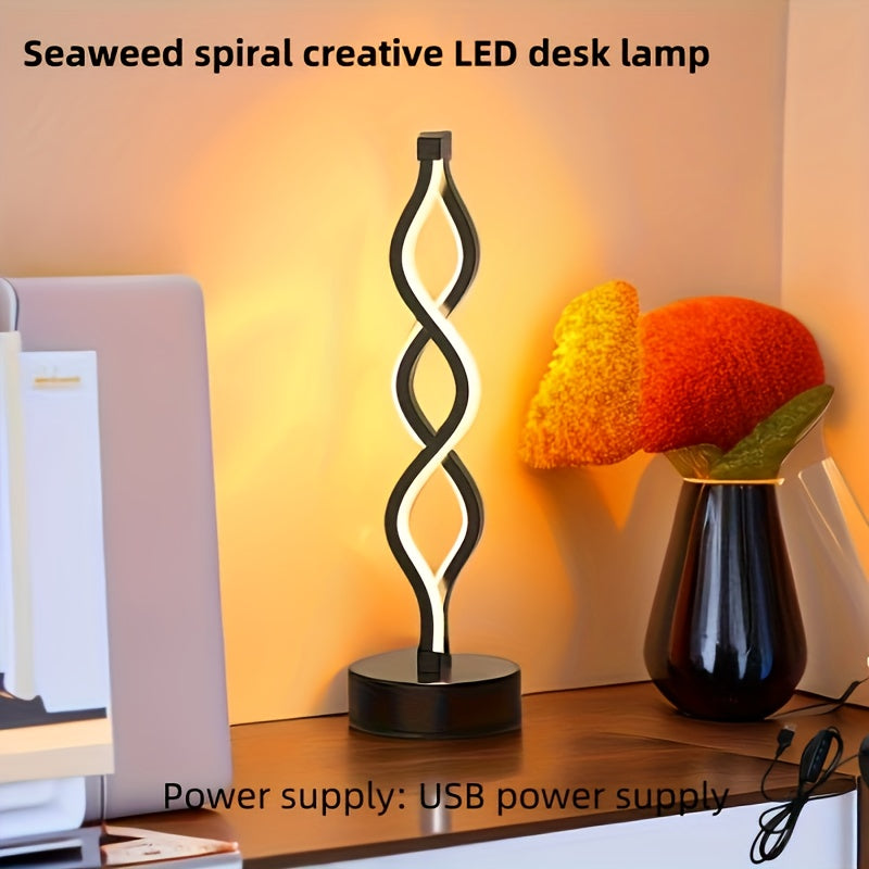SeaWave - Unik Aluminium Skrivbordslampa med Dimbart LED-Ljus