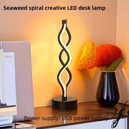 SeaWave - Unik Aluminium Skrivbordslampa med Dimbart LED-Ljus