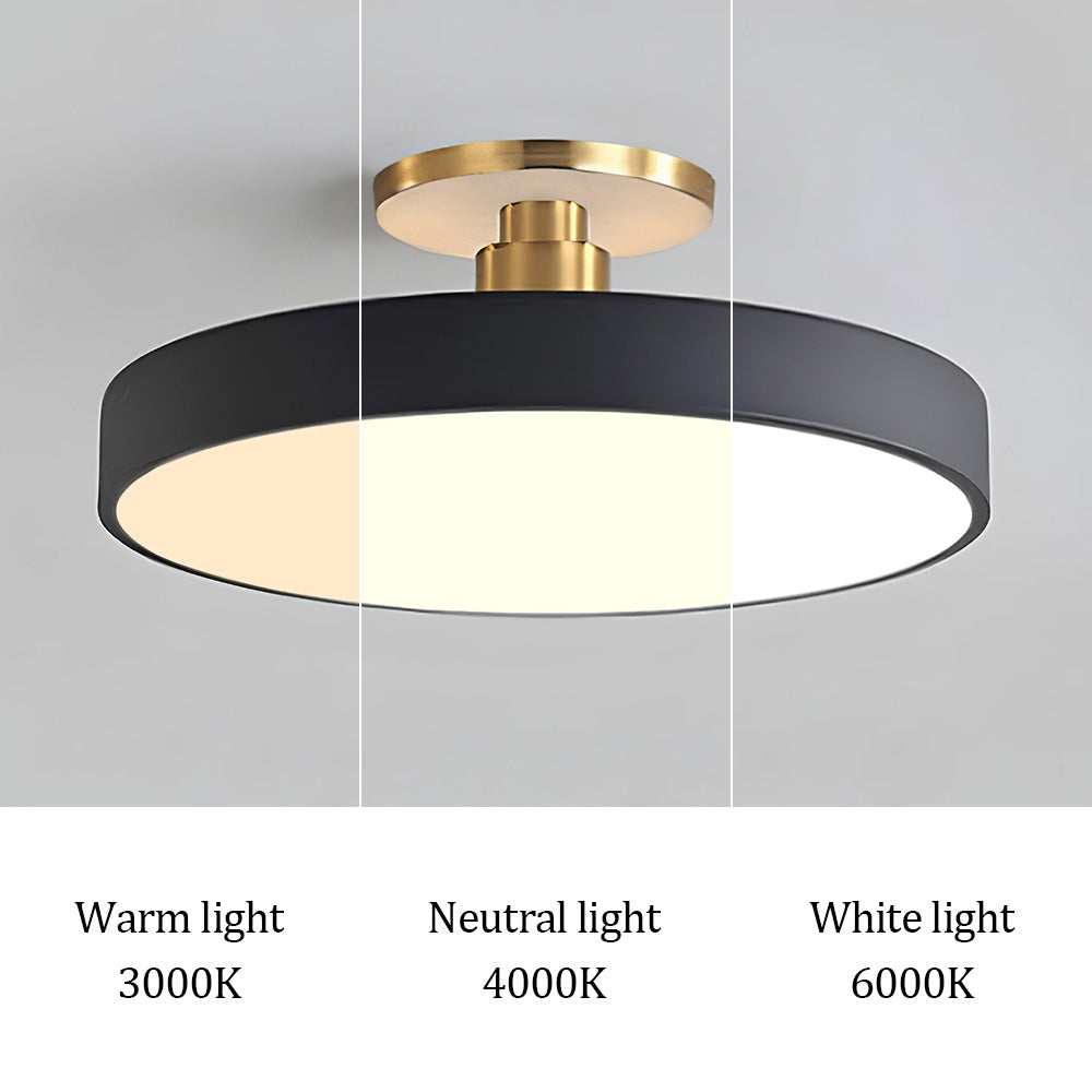 Modern Snygg Rund LED Taklampa med Halvinbyggd Montering