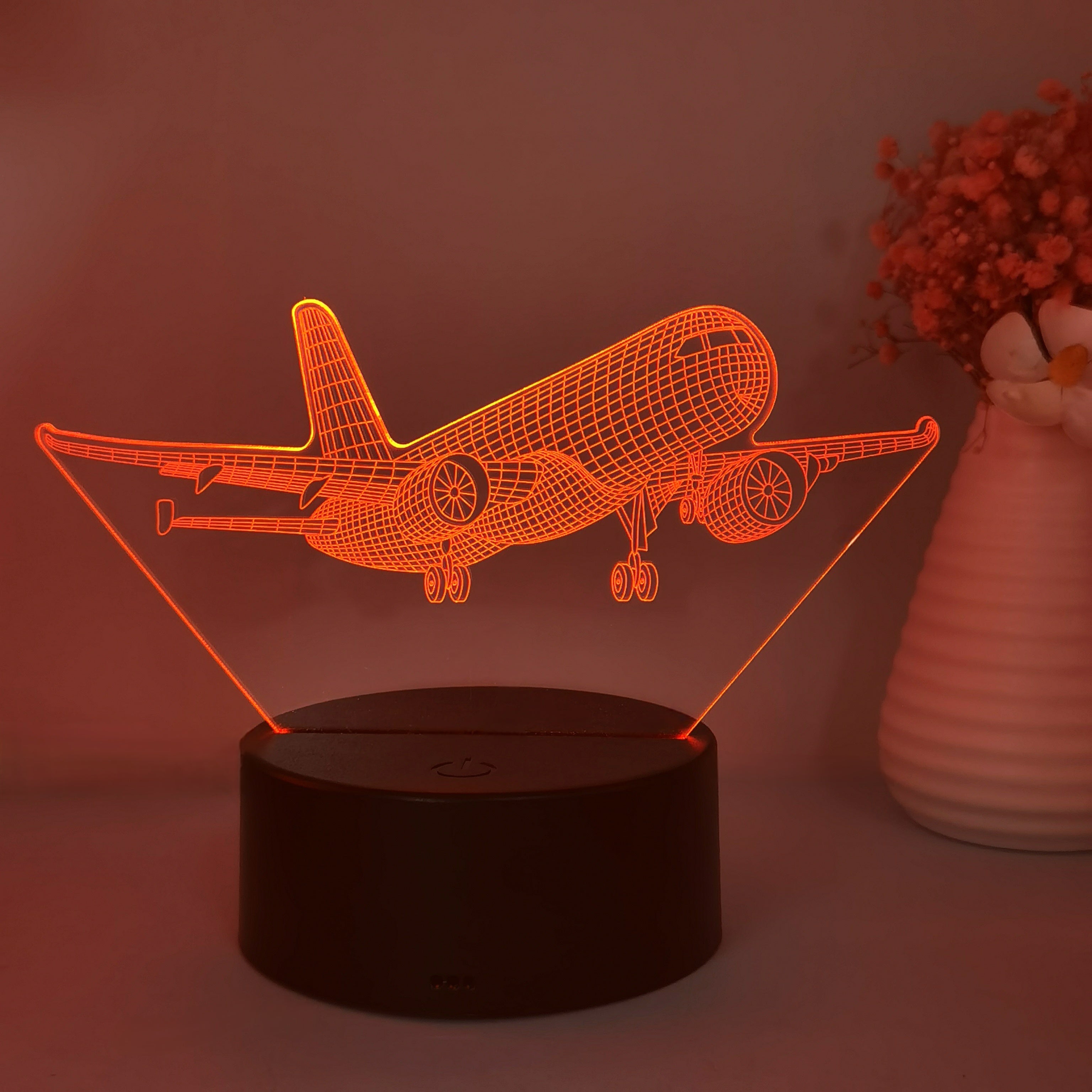 SkyGlow - 3D Flygplansakrylnattlampa med USB, LED Bordslampa