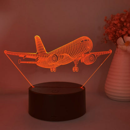 SkyGlow - 3D Flygplansakrylnattlampa med USB, LED Bordslampa
