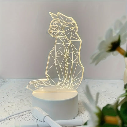 KatLicht - Geometrisk 3D Nattlampa USB Bordslampa