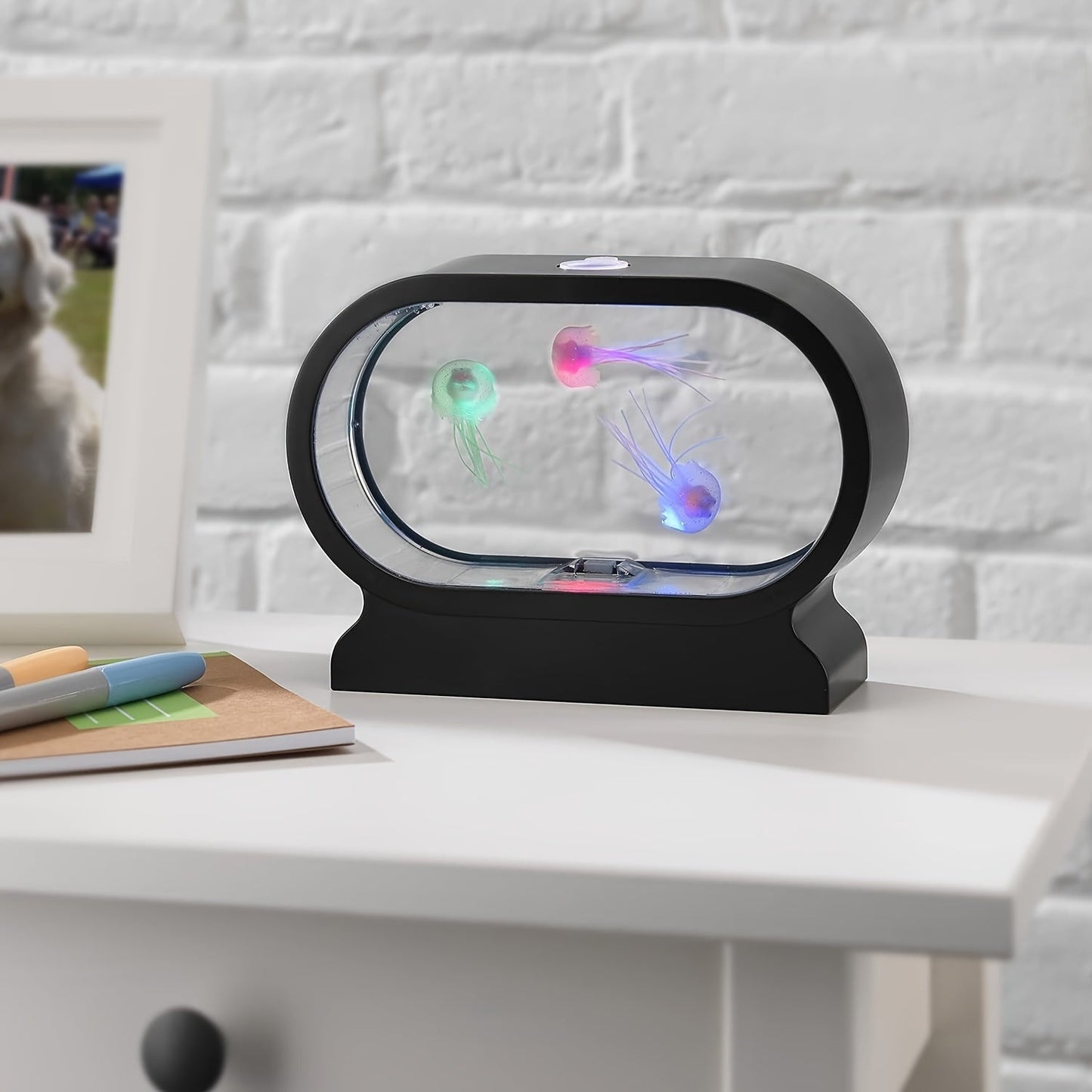 LumiJelly - LED Manet Tafellampa, 3-Färgs Simulering Akvarium Nattlampa, Batteridriven, Dekorativt Ljus