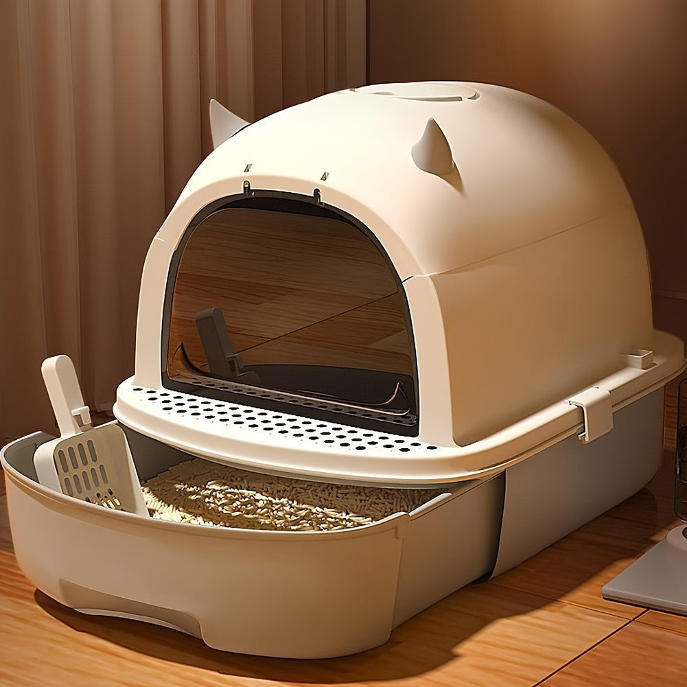 Stort täckt kattlåda hög sidor luktkontroll