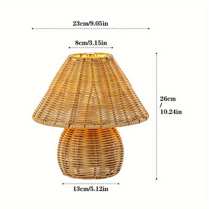 Art Deco Hantverkad Bambus Skrivbordslampa Pagoda Skärm USB Drivna Bordslampa