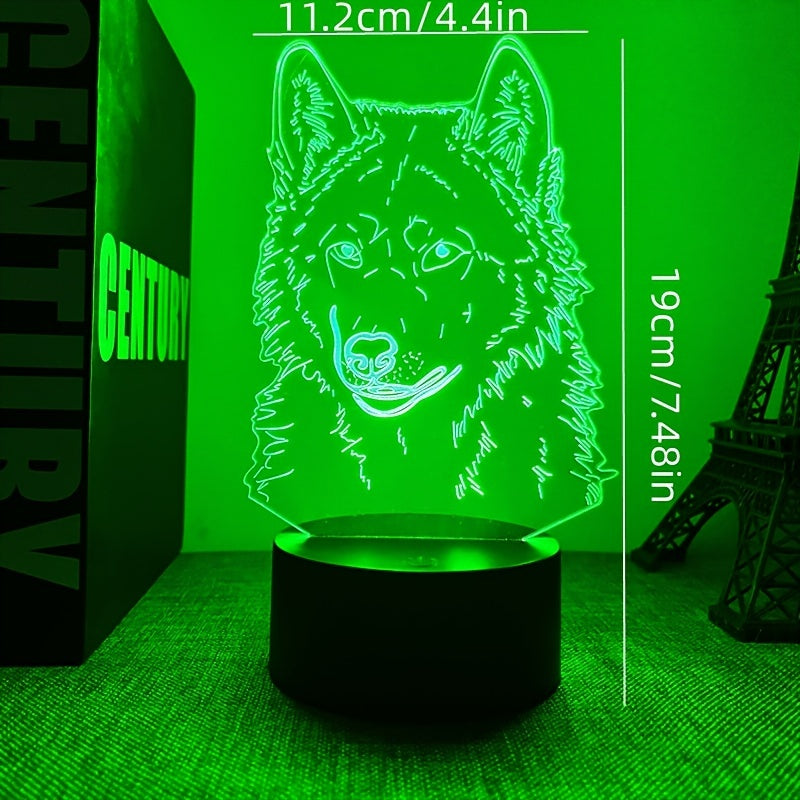WolfLicht - 3D Nattlampa med Touchkontroll och Svart Bas