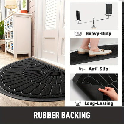 Hållbar Gummidörrmatta - Halvrund Design för Utomhus och Inomhus
