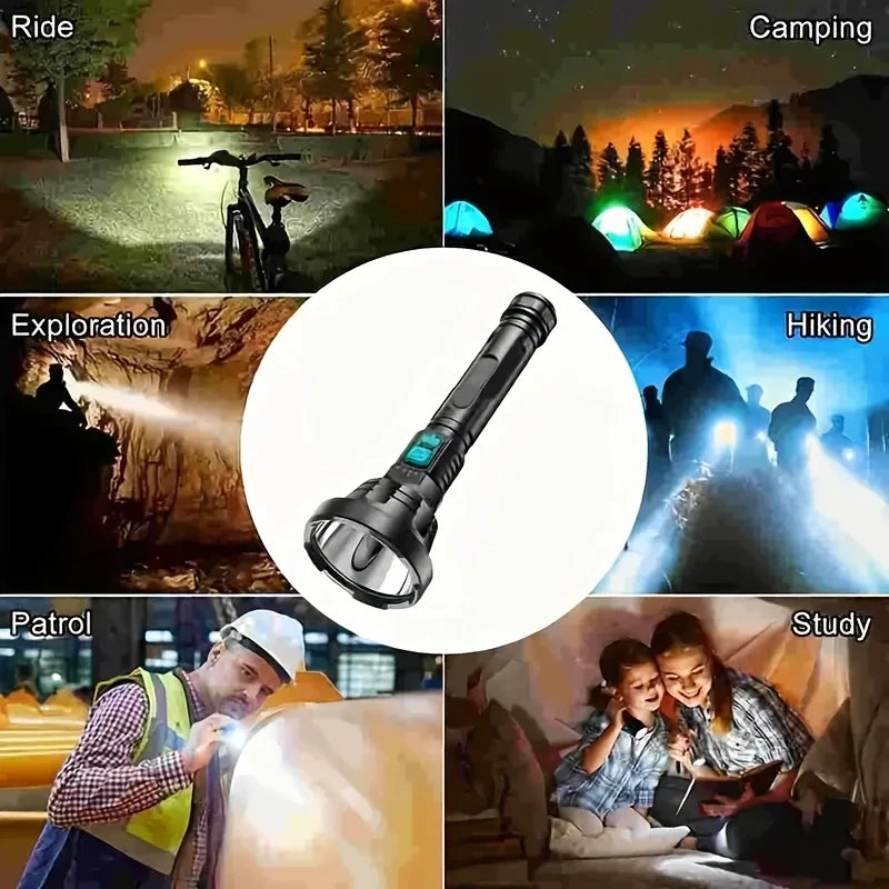 90000LM LED ficklampa – Taktisk söklampa med USB-laddning och superskarp belysning
