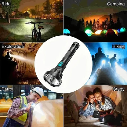 90000LM LED ficklampa – Taktisk söklampa med USB-laddning och superskarp belysning