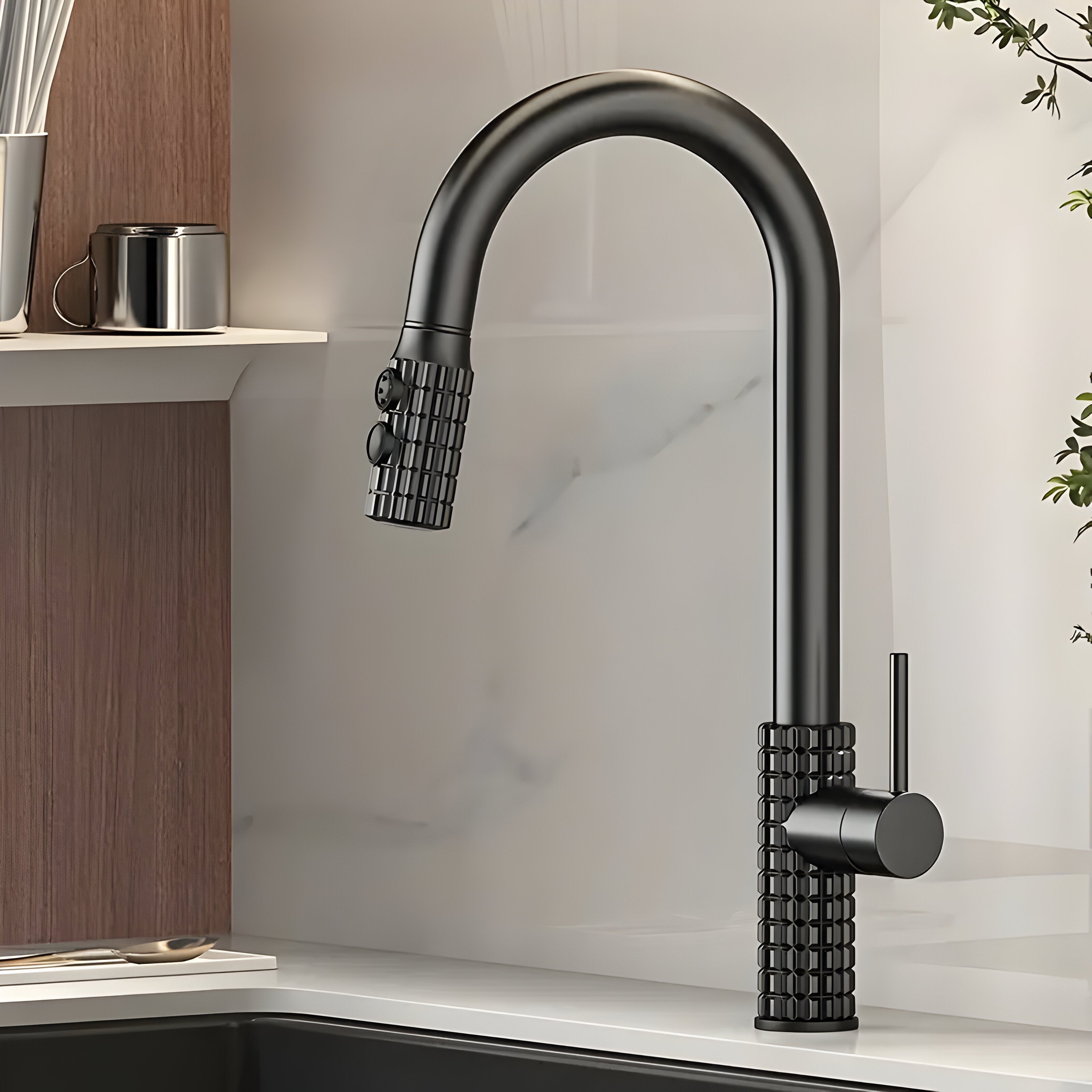 QuintaFlow - Hög båge metall kökskran