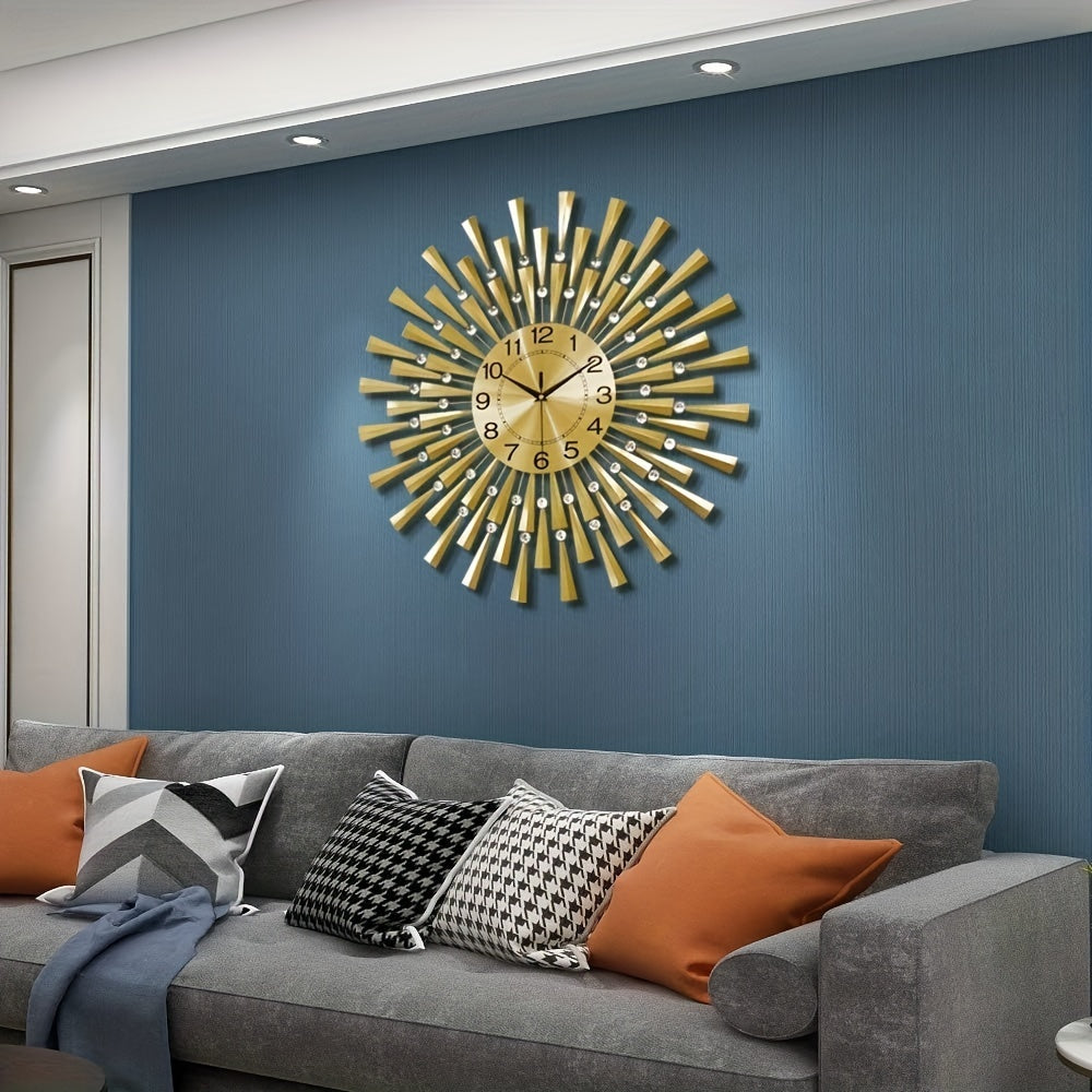 Stort Modernt Guld Väggur - Tyst Drift för Vardagsrum, Sovrum & Kontor