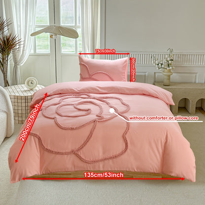Tufted Sängkläder Set – Sängöverkast och Kuddeöverdrag med Stort Blommönster