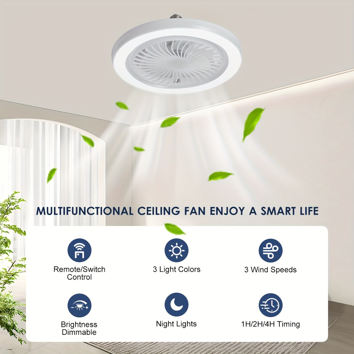 LED Smart Fan Lamp – Dimbar och Tyst