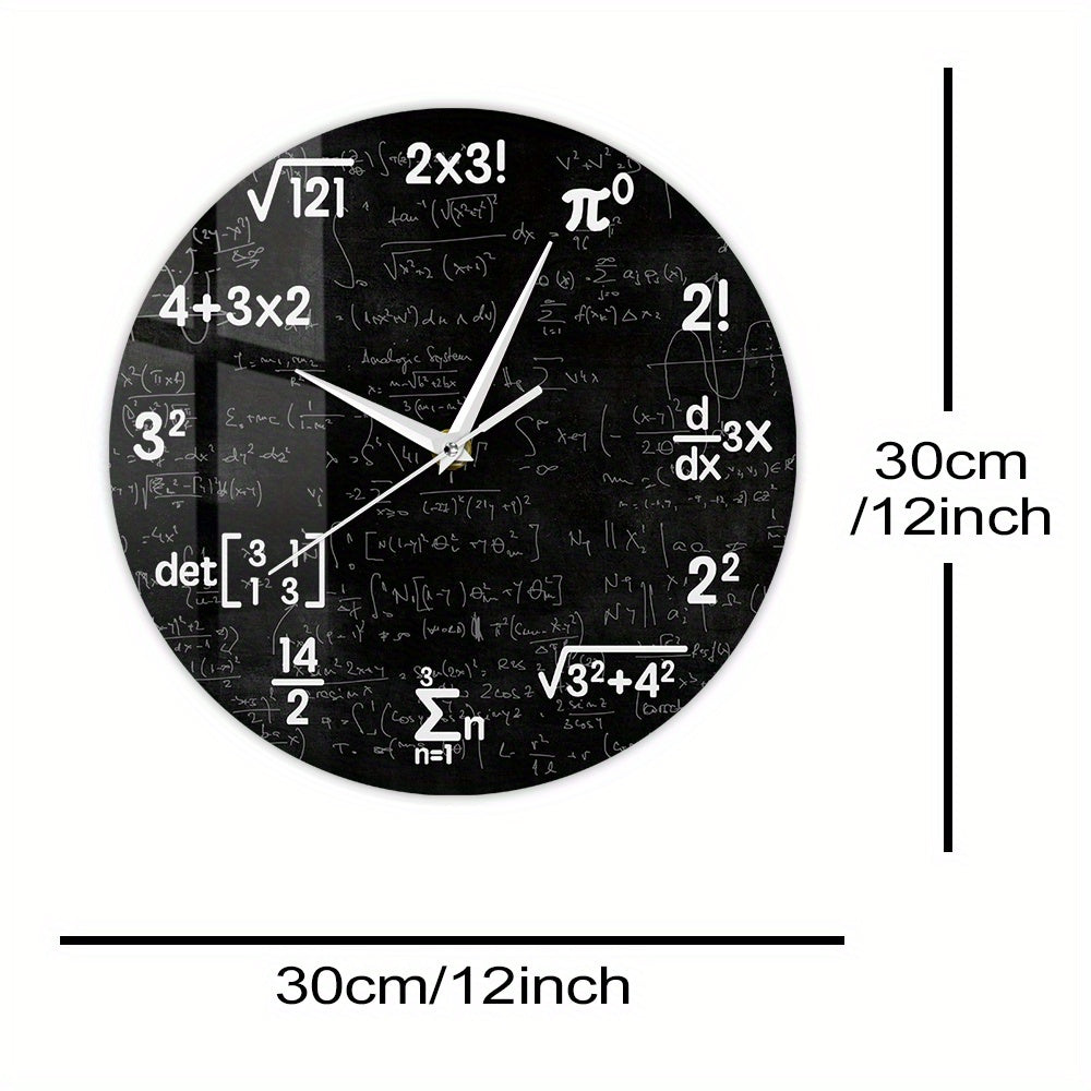 MathMirror - Stilla Akryl Väggklocka med Matematiska Formler