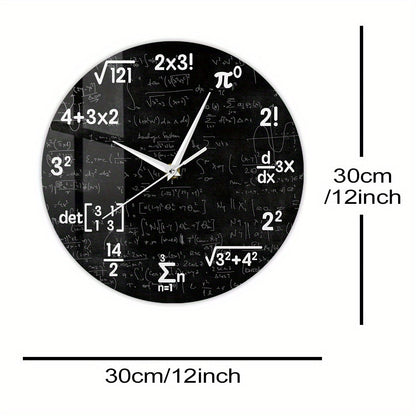 MathMirror - Stilla Akryl Väggklocka med Matematiska Formler