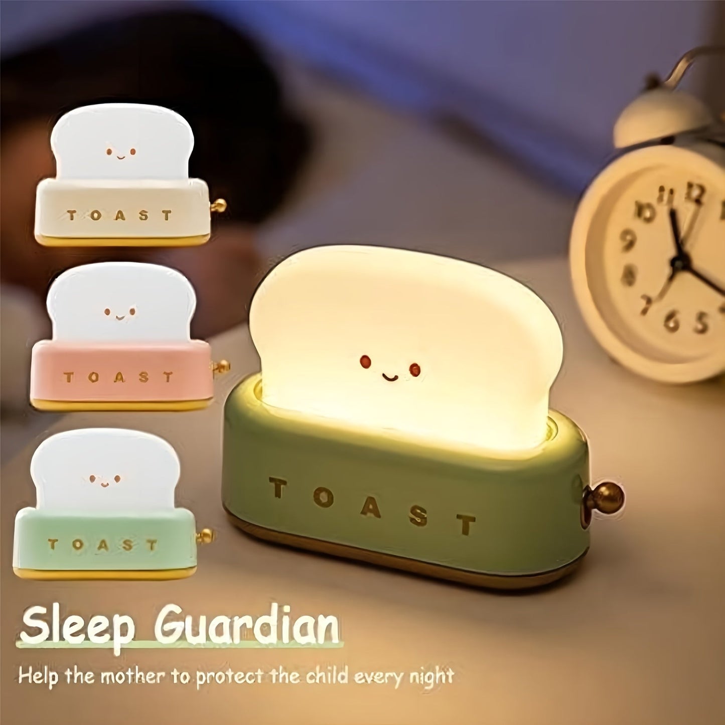 LumiToast - Söta USB Uppladdningsbara LED Brödrost Bordslampa, 3000K Varmt Ljus