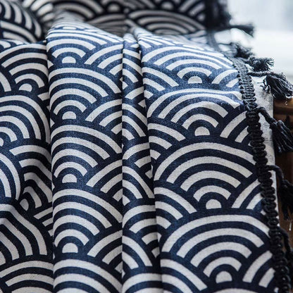 Fiskfjäll Semi Blockout Tassel Gardin i Marin Bomull