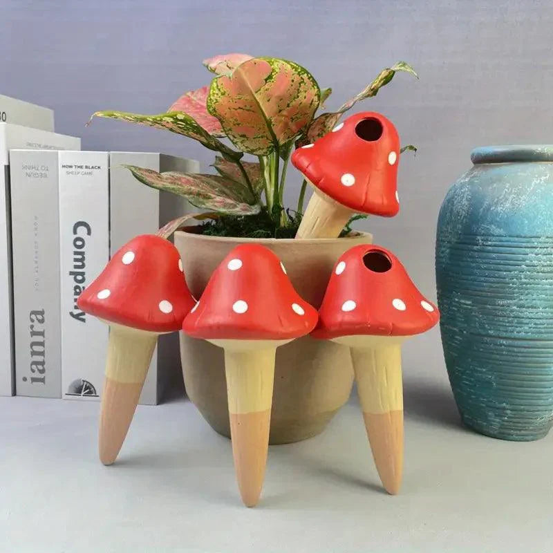 Carvallo Terracotta Bewässerungsspikes | Automatisk växtbevattning | 4-pack | Färgglad svampdesign