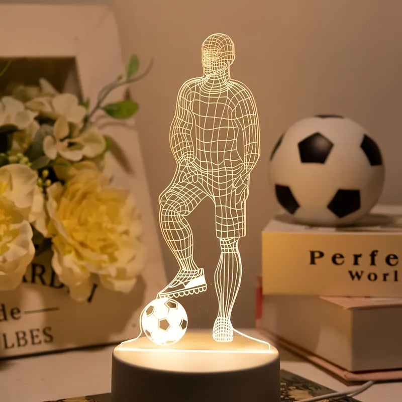 SportVisie - 3D LED Fotbollsspelare Nattlampa, USB Driven