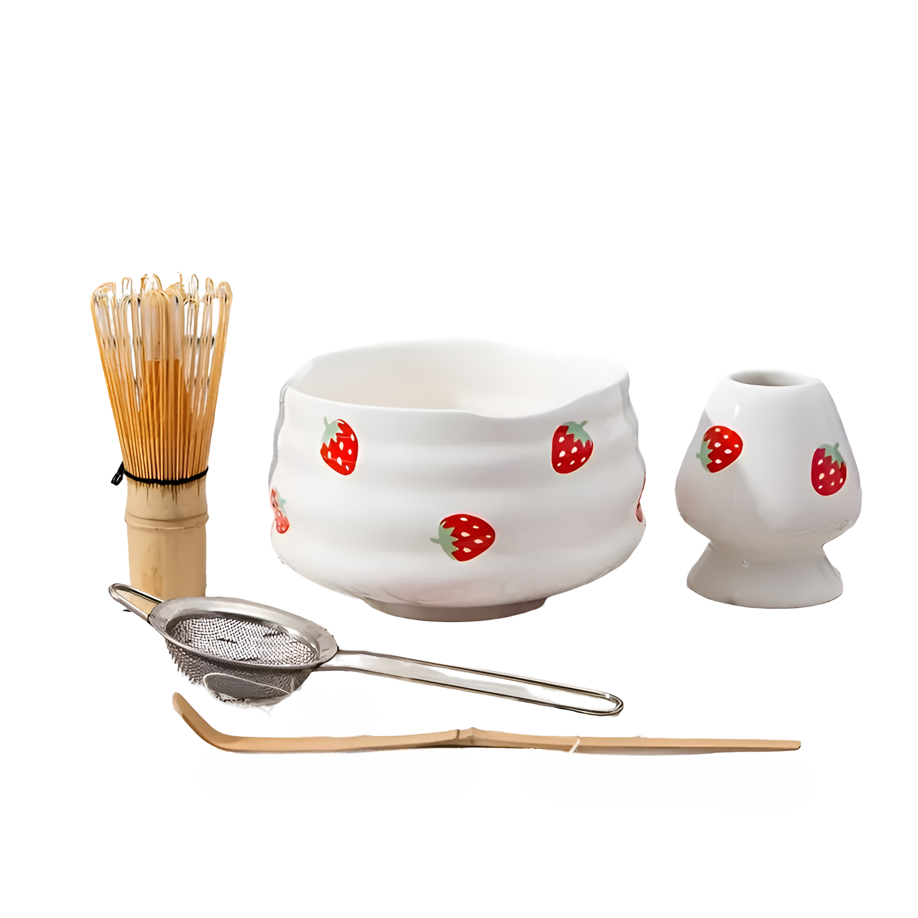 Matcha Set med jordgubbsskål – Traditionellt tillbehör för Matcha Latte