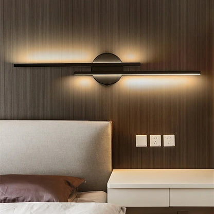 Alana Modern LED Vägglampa - Tvålinjär, Svart/Vit, Metall, Sovrum