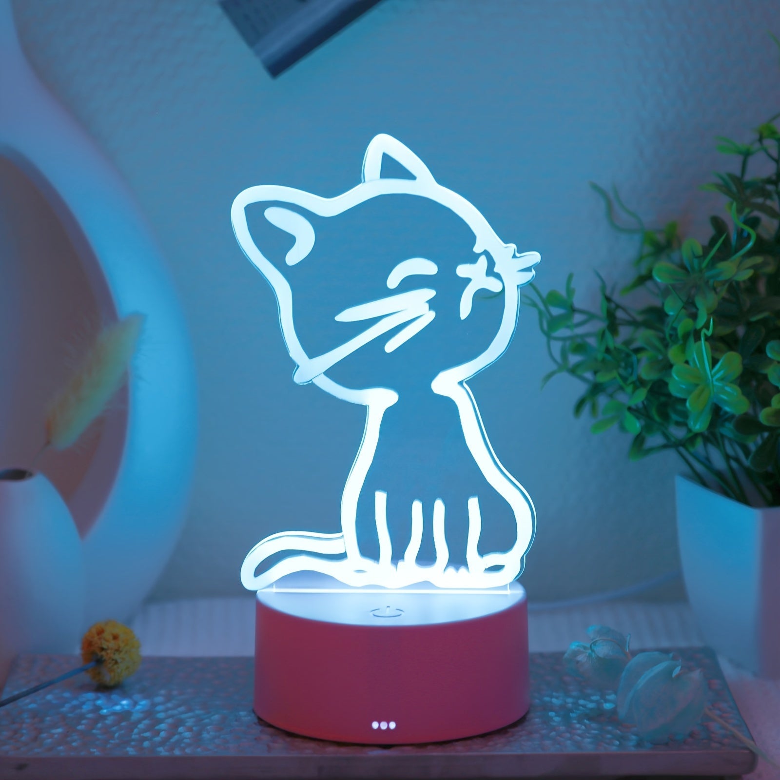 GlowPaw - Beröringsstyrd 3D Katt Nattlampa