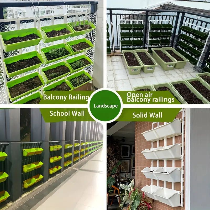 Vertikal växtlager med 8 fickor – Väggmonterad växthylla för balkong och trädgård
