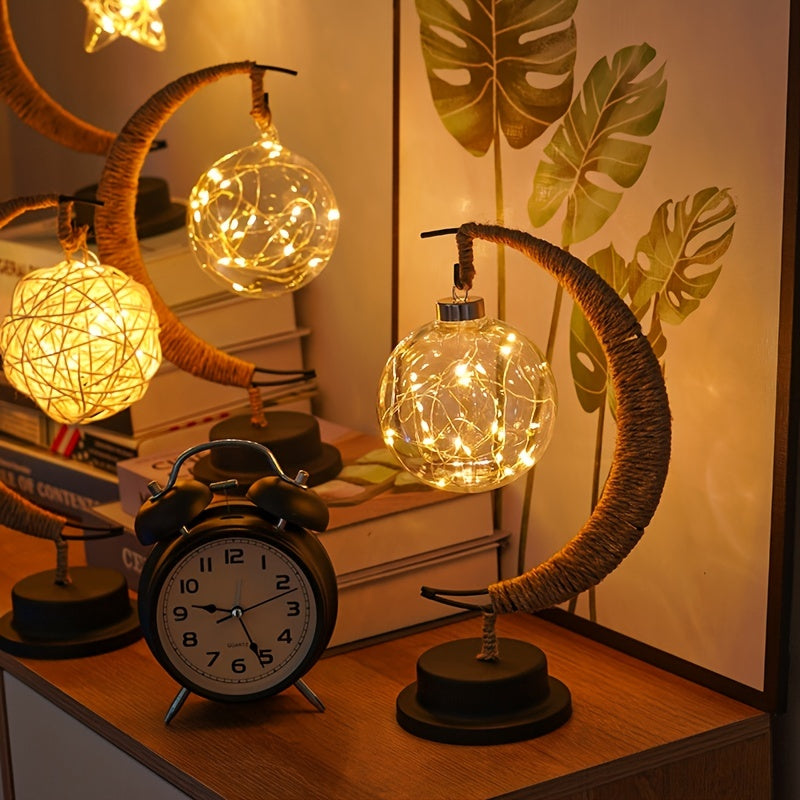 LunarGlow - Smidesjärn Månlampa Med LED-boll