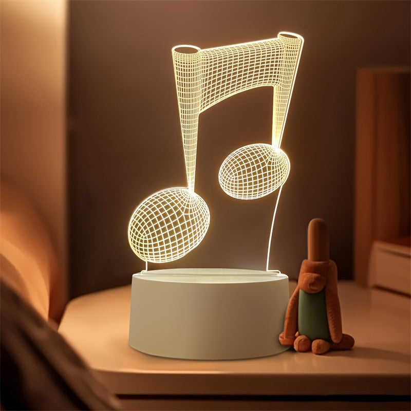 LumiNote - Akryl Musiknot Nattljus, 3D LED Ram, USB-Dreven