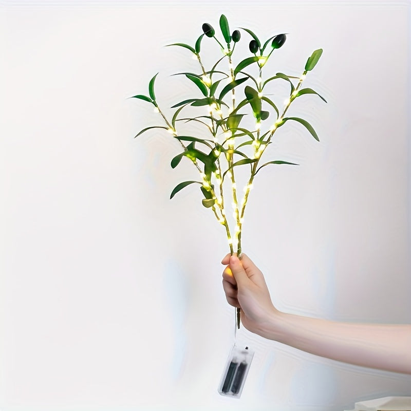 RoyaleGlow Ljusuppsättning Olivträd LED-lampa – Modern inredning för festliga tillfällen, bröllop, födelsedagar och feststämning, idealisk för matbord, skåp eller caféinredning