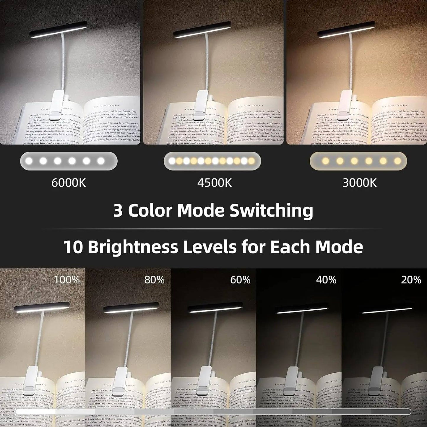 Royaleva Ljus för läsning av bok med 360 graders flexibilitet