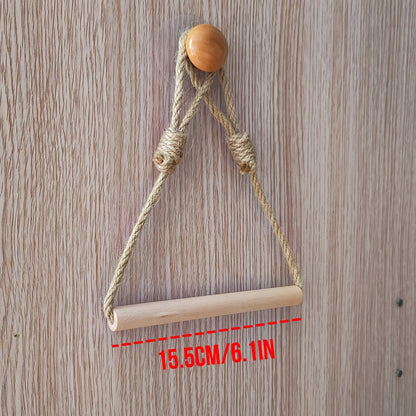 Rustik Toalettpappershållare – Makramé Rep och Trästång för Badrum