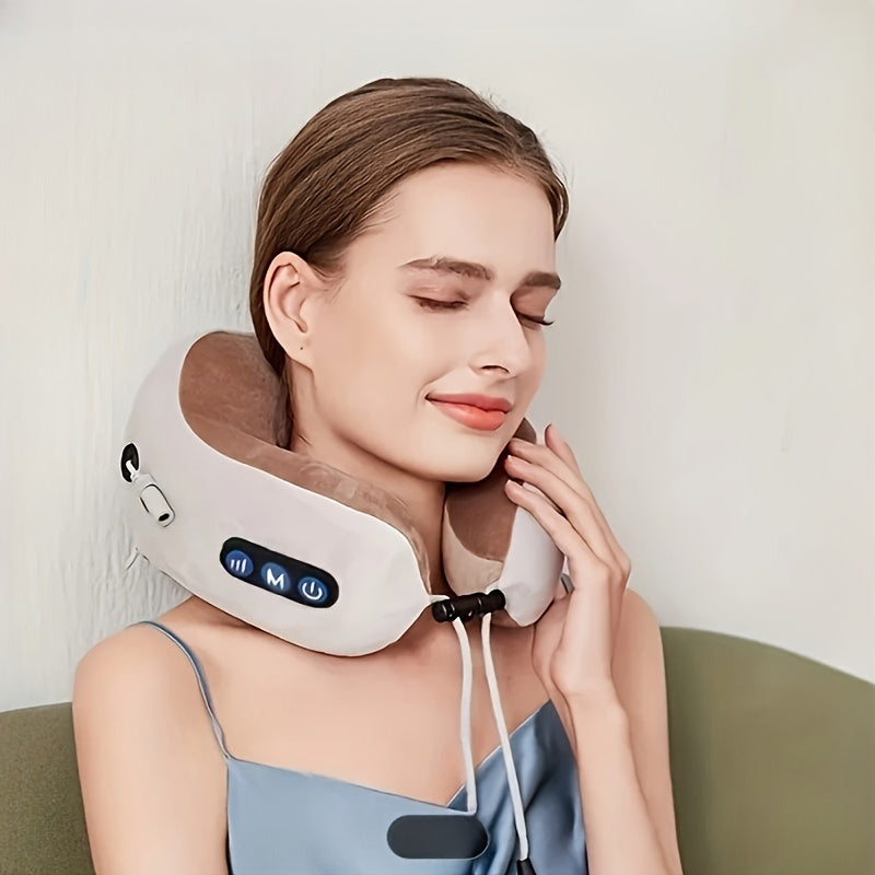 U-formad Kudde - Multifunktionell Hem Cervikal Massager, Bärbar Kudde för Nackstöd