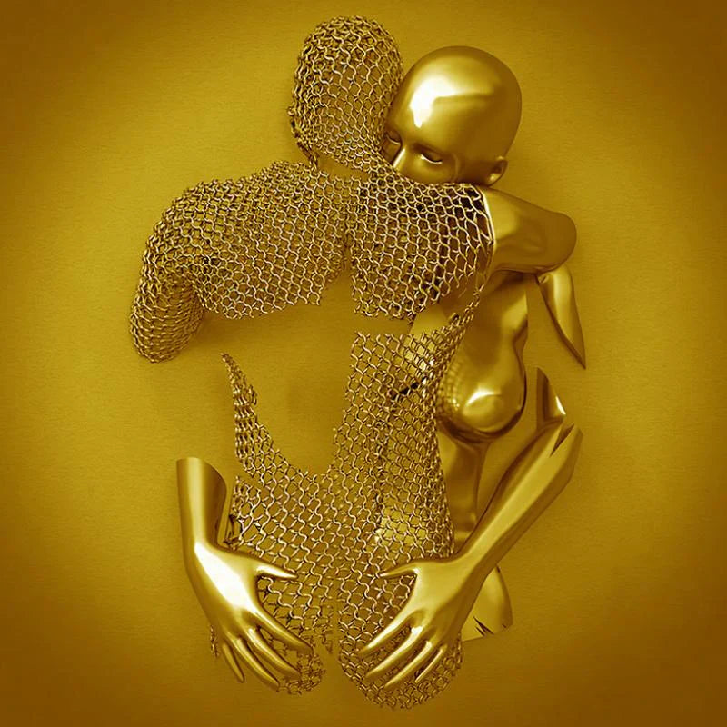 Kärleks-Canvas med Elegant Metallfigur i Modernt Design