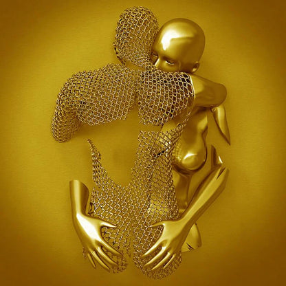 Kärleks-Canvas med Elegant Metallfigur i Modernt Design