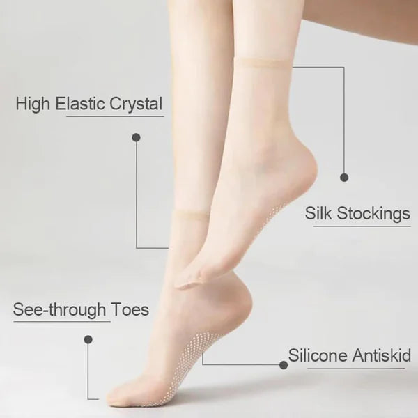 Carvallo | CrystalSocks - Osynliga, halkfria Crystal Silk strumpor