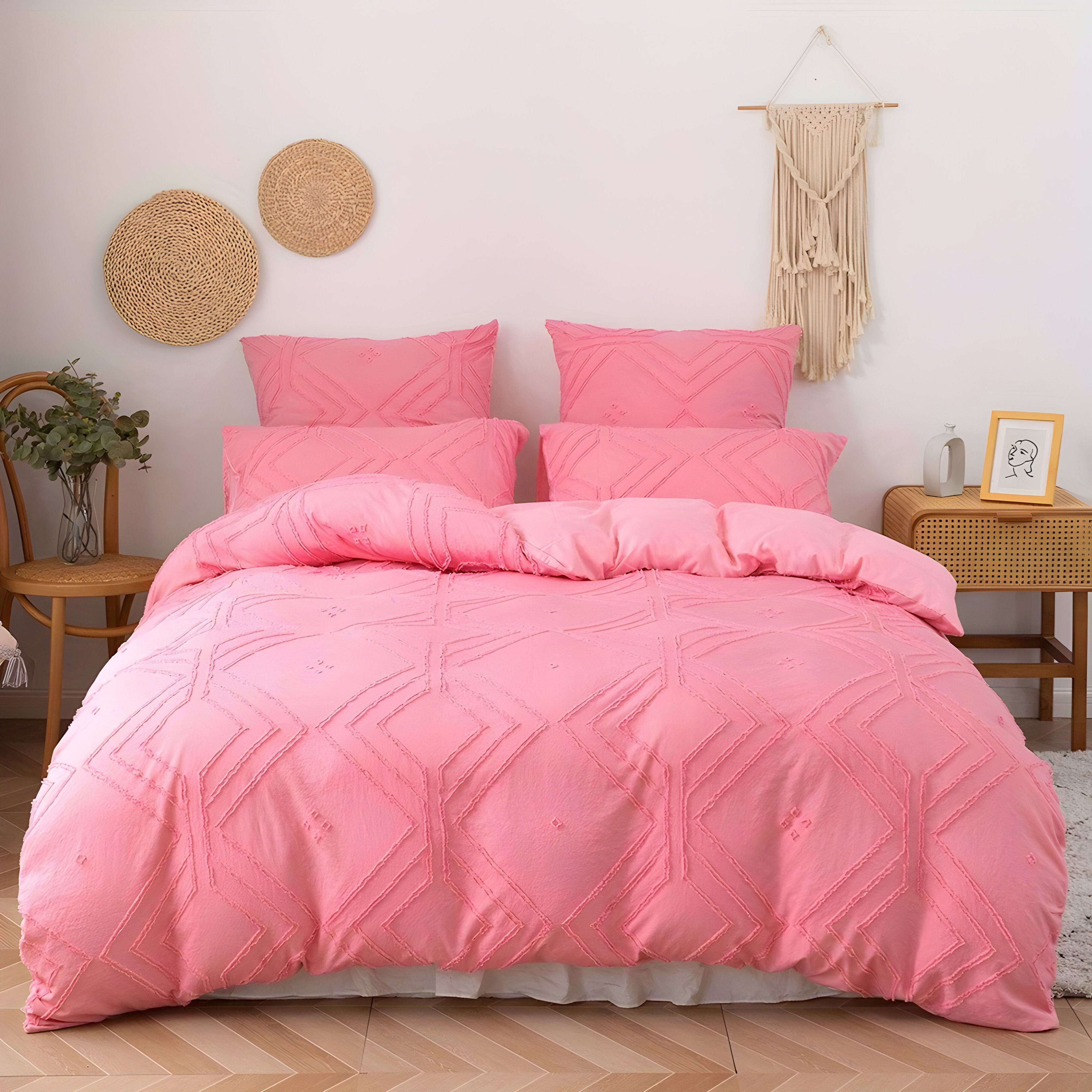 GridLuxe Duvet Set - Året runt tuftad rutmönstrad sängkläder